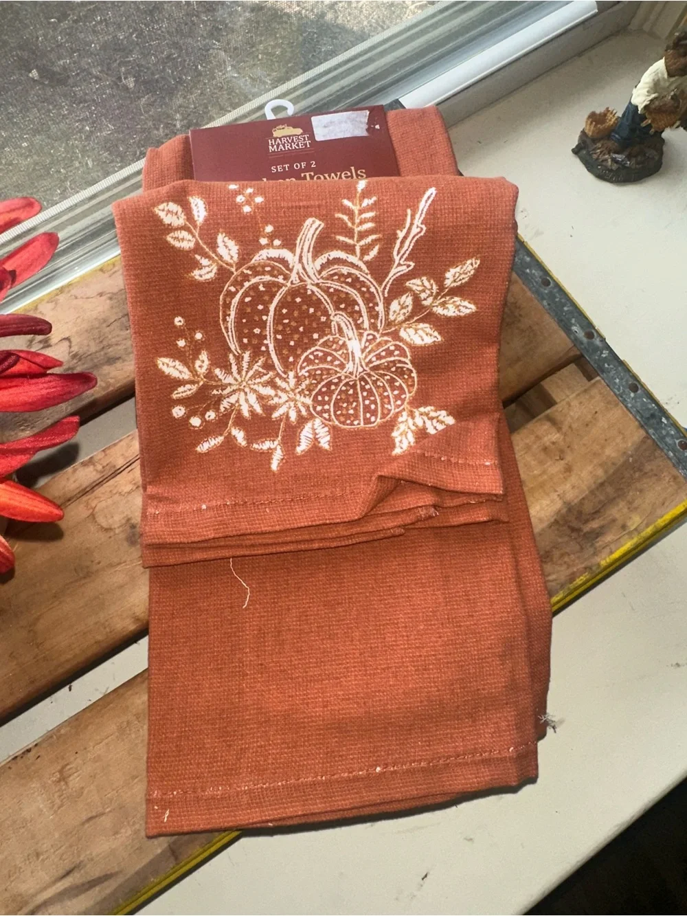 Harvest Market Pumpkin Print (2) Kitchen Towel Set ~ New